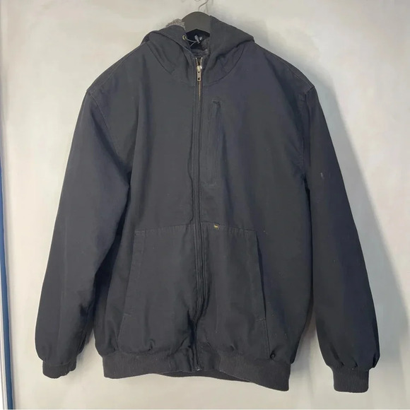 Lee Jacket Mens Large Full Zip Canvas Work Hooded Black Premium Select Lined - Picture 1 of 14
